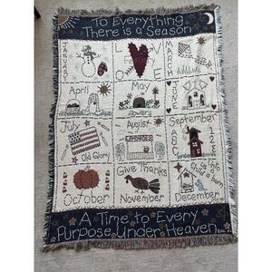 Vintage Christian Blanket Woven Tapestry Ecclesiasties Cottagecore Prairie Cozy